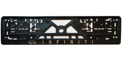 Рамка для номера с защелкой с надписью (рельефная) 'INFINITI' серебро